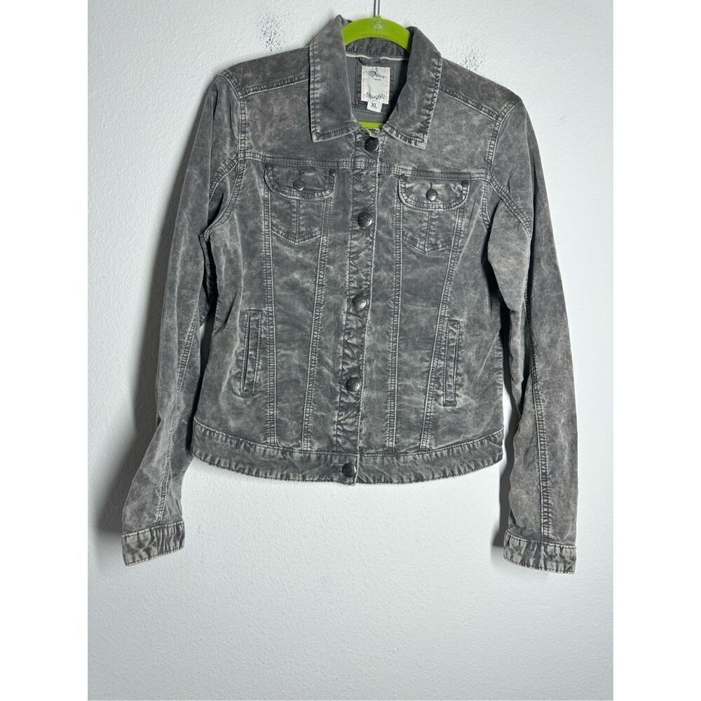 Rare Driver Velour Denim Construction Acid Washed Effect Jacket Size XL Gray